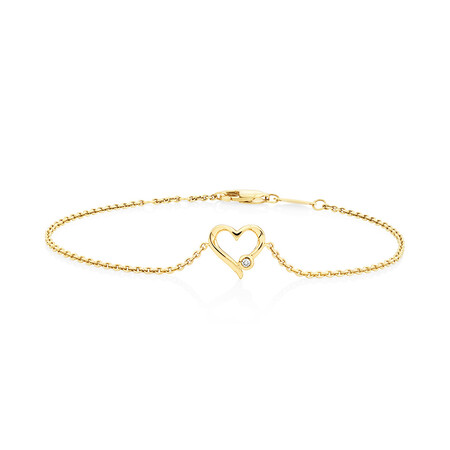 Heart Bracelet With Diamond In 10kt Yellow Gold Heart Bracelet With Diamond In 10kt Yellow Gold