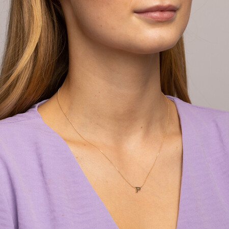 "P" Initial Necklace in 10kt Yellow Gold "P" Initial Necklace in 10kt Yellow Gold