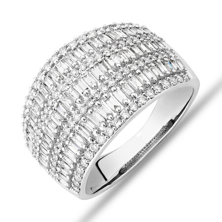 Multi Row Ring with 1 Carat TW of Diamonds in 14kt White Gold Multi Row Ring with 1 Carat TW of Diamonds in 14kt White Gold