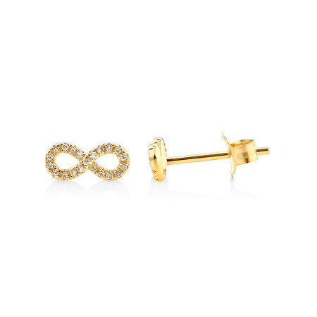 Mini Infinity Earrings with Diamonds in 10kt Yellow Gold Mini Infinity Earrings with Diamonds in 10kt Yellow Gold