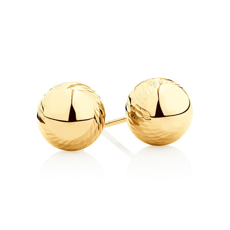 Patterned Ball Stud Earrings in 10kt Yellow Gold Patterned Ball Stud Earrings in 10kt Yellow Gold
