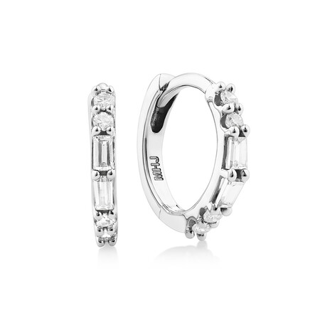 Hoop Earrings with 0.13 Carat TW of Diamonds in 10kt White Gold Hoop Earrings with 0.13 Carat TW of Diamonds in 10kt White Gold