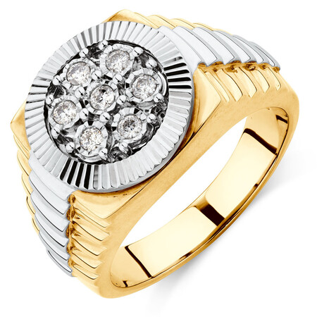 Men's Ring with 1/4 Carat TW of Diamonds in 10kt Yellow & White Gold Men's Ring with 1/4 Carat TW of Diamonds in 10kt Yellow & White Gold