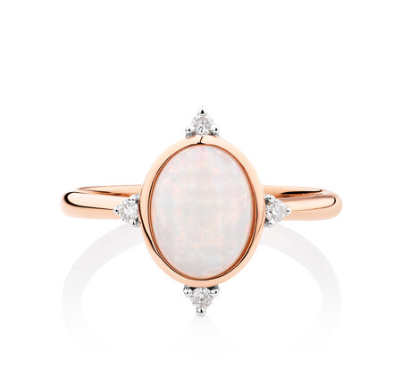 Opal Compass Ring with Diamonds in 10kt Rose Gold Opal Compass Ring with Diamonds in 10kt Rose Gold