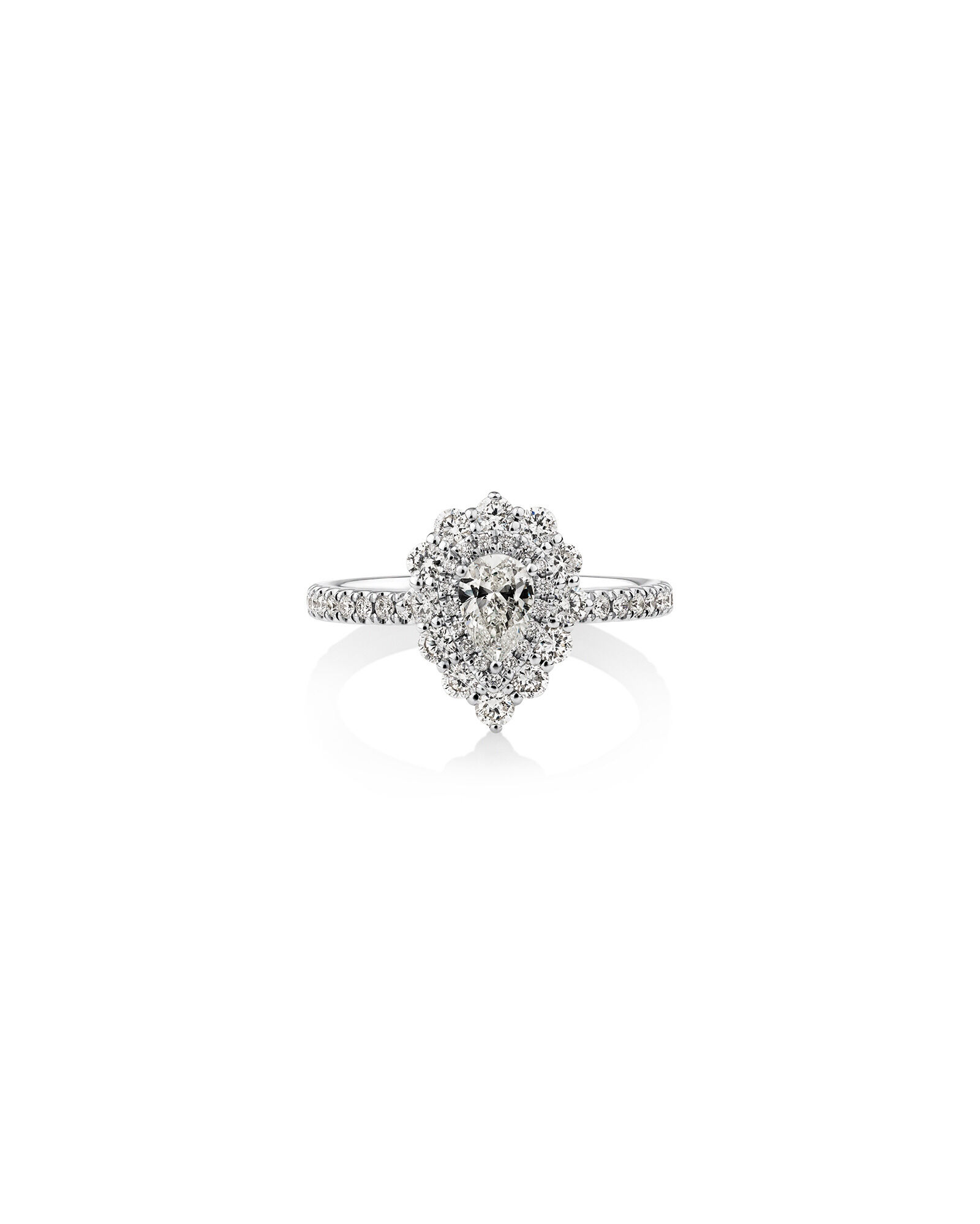 Sir Michael Hill Designer Vintage Floral Engagement Ring with 0.92 Carat TW of Diamonds in 18kt White Gold Michael Hill