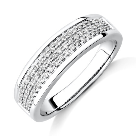 Men's Pave Ring with 0.33 Carat TW of Diamonds in 10kt White Gold