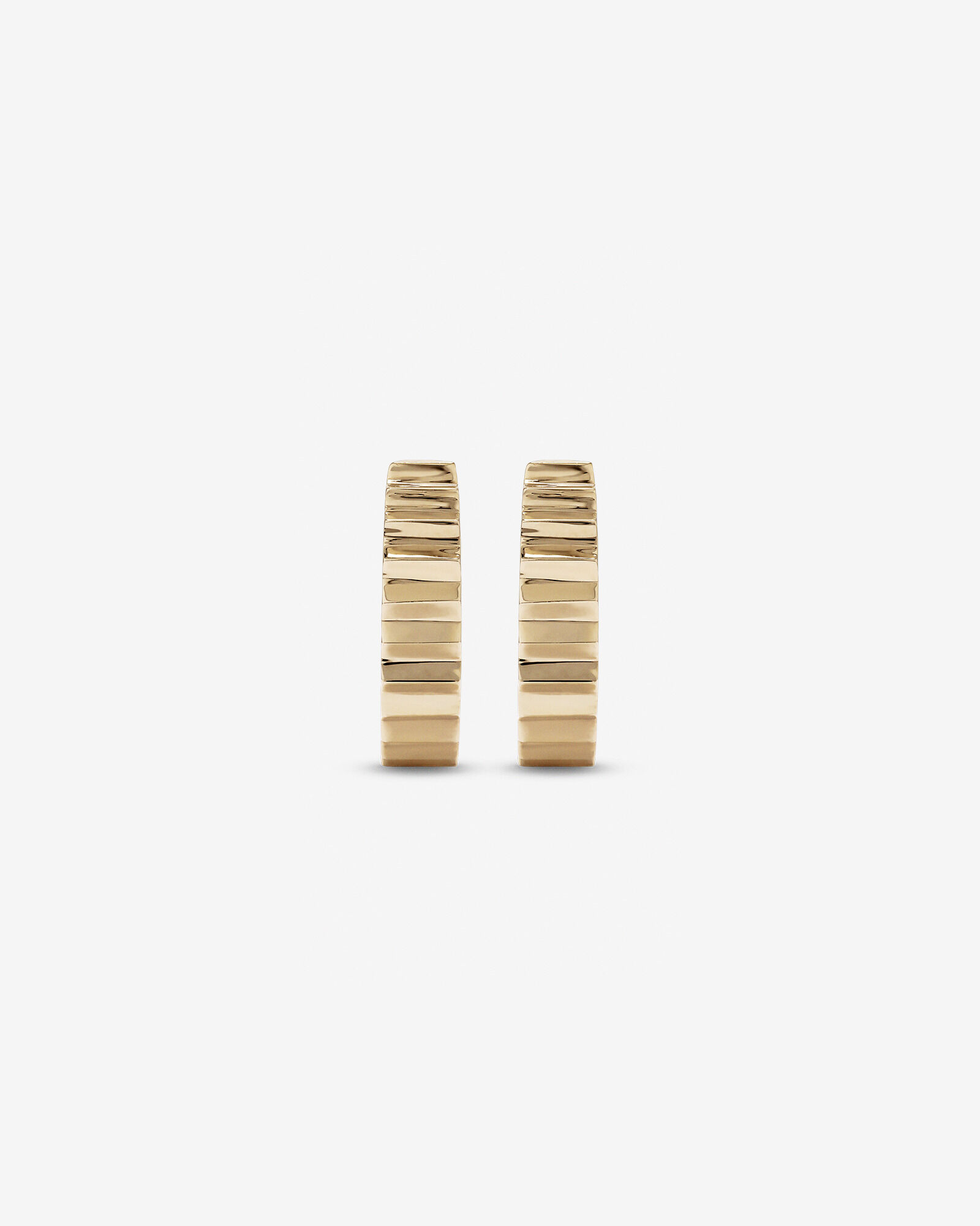 Ribbed Huggie Hoop Earrings 10kt Yellow Gold