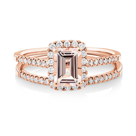 Bridal Set with Morganite & 0.34 Carat TW of Diamonds in 14kt Rose Gold Bridal Set with Morganite & 0.34 Carat TW of Diamonds in 14kt Rose Gold