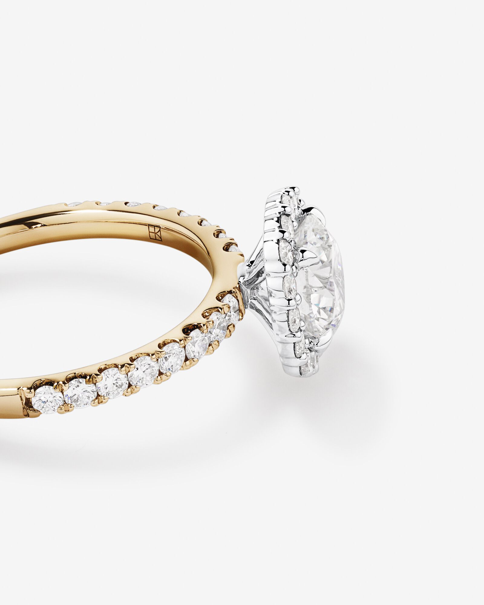 1.79 Carat TW Round Brilliant Laboratory-Grown Diamond Halo Engagemet Ring in 14kt Yellow and White Gold