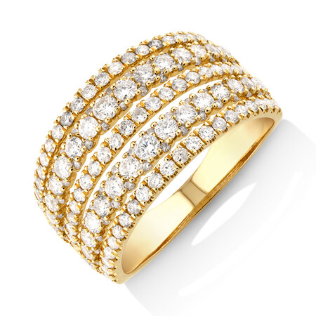 Multi Row Ring with 1.50 Carat TW Diamond in 14kt Yellow Gold Multi Row Ring with 1.50 Carat TW Diamond in 14kt Yellow Gold