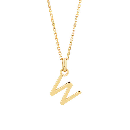"W" Initial Pendant with Chain in 10kt Yellow Gold "W" Initial Pendant with Chain in 10kt Yellow Gold