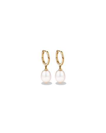 Hoop Earrings with Cultured Freshwater Pearls in 10kt Yellow Gold Hoop Earrings with Cultured Freshwater Pearls in 10kt Yellow Gold