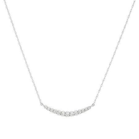Graduated Bar Necklace with 0.20kt TW of Diamonds in 10kt White Gold Graduated Bar Necklace with 0.20kt TW of Diamonds in 10kt White Gold