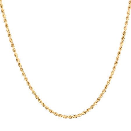 50cm (20") Hollow Rope Chain in 10kt Yellow Gold 50cm (20") Hollow Rope Chain in 10kt Yellow Gold