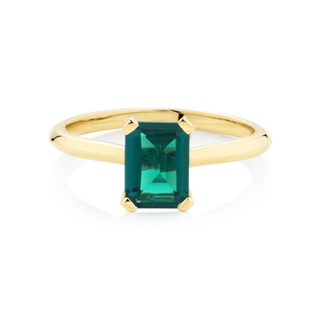 Ring With Created Emerald In 10kt Yellow Gold Ring With Created Emerald In 10kt Yellow Gold