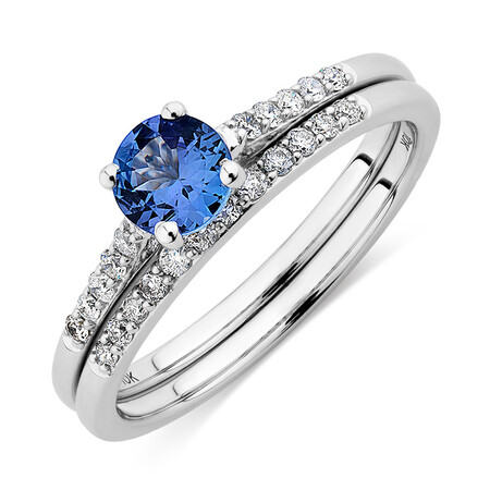 Evermore Bridal Set with Tanzanite & 1/5 Carat TW of Diamonds in 10kt White Gold Evermore Bridal Set with Tanzanite & 1/5 Carat TW of Diamonds in 10kt White Gold