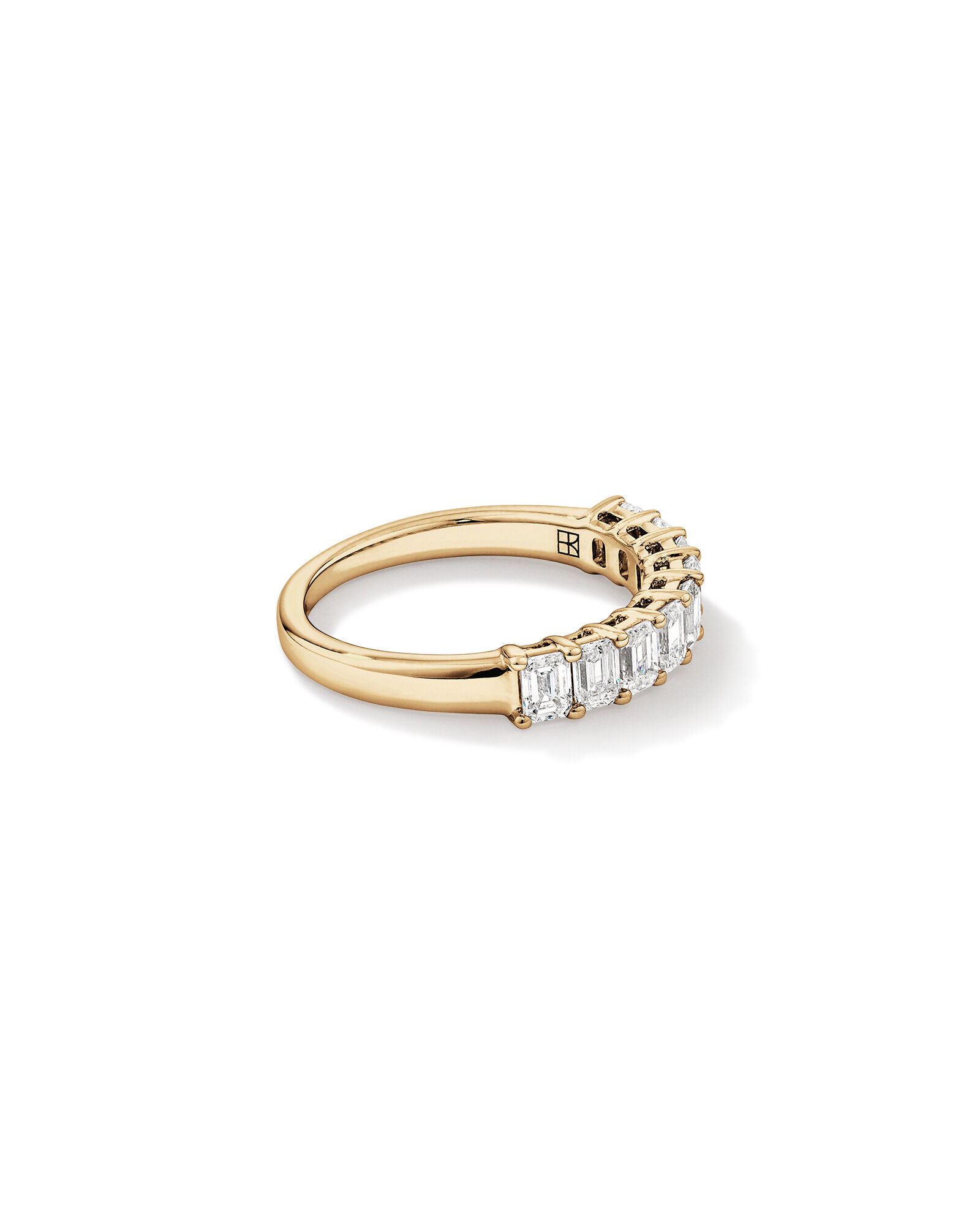 Alliance de mariage en diamant cultivé en laboratoire TW taille émeraude de 1,17 carat en or jaune 14 carats