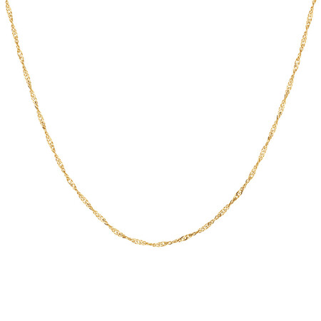 55cm (22") Hollow Singapore Chain in 10kt Yellow Gold 55cm (22") Hollow Singapore Chain in 10kt Yellow Gold