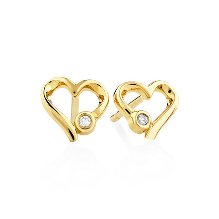 Heart Stud Earrings with Diamonds in 10kt Yellow Gold Heart Stud Earrings with Diamonds in 10kt Yellow Gold