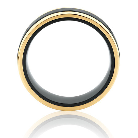 7mm Ring in 10ct Yellow Gold & Black Titanium 7mm Ring in 10ct Yellow Gold & Black Titanium