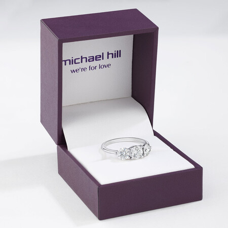 Laboratory-Created 1.70 Carat Oval Three Stone Diamond Ring In 14kt White Gold Laboratory-Created 1.70 Carat Oval Three Stone Diamond Ring In 14kt White Gold