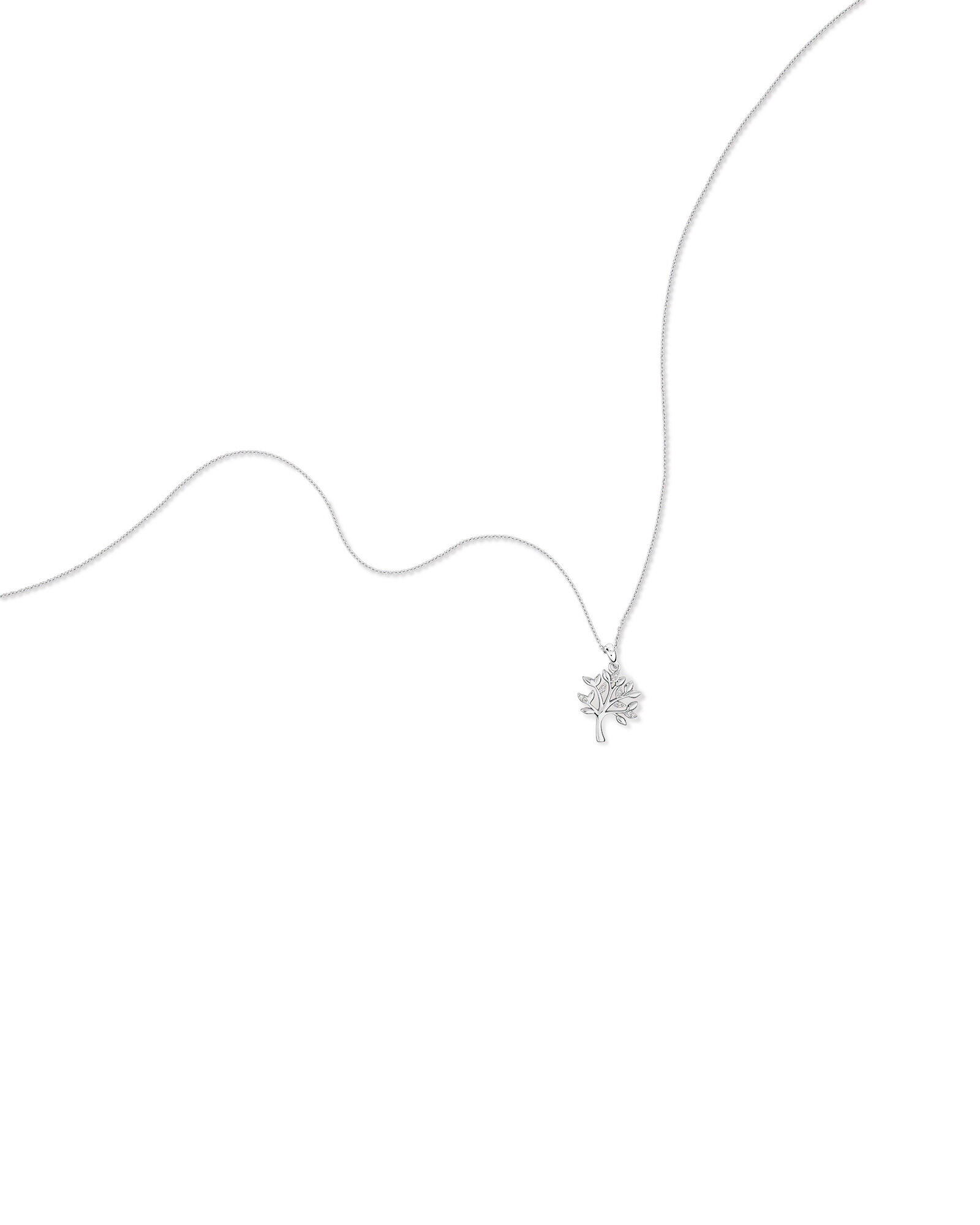 Tree of Life Pendant and Chain with Cubic Zirconia Sterling Silver