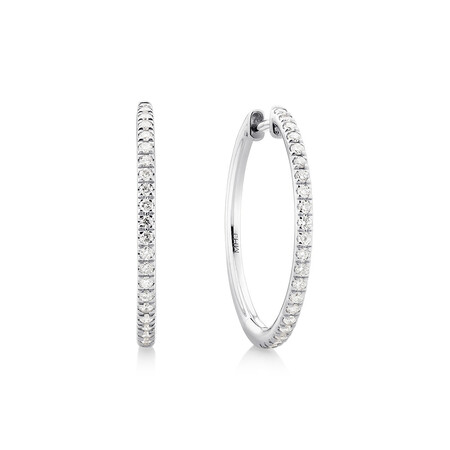 Pave Hoops with 0.35 Carat TW of Diamonds in 10kt White Gold Pave Hoops with 0.35 Carat TW of Diamonds in 10kt White Gold