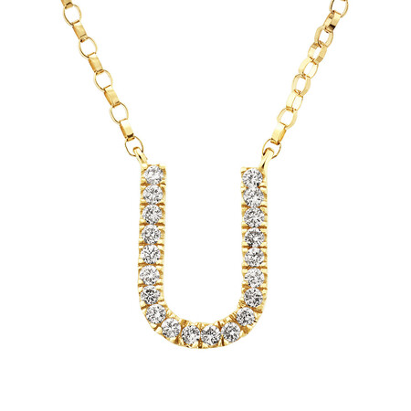 "U" Initial Necklace with 0.10 Carat TW of Diamonds in 10kt Yellow Gold "U" Initial Necklace with 0.10 Carat TW of Diamonds in 10kt Yellow Gold