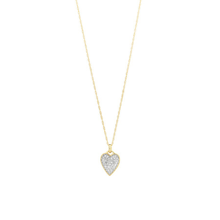 Heart Pave Pendant with 0.17 Carat TW of Diamonds in 10kt Yellow Gold