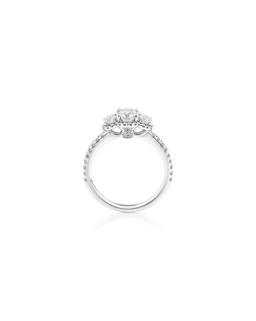 Sir Michael Hill Designer Three Stone Halo Engagement Ring with 1.07 Carat TW of Diamonds in 18kt White Gold Sir Michael Hill Designer Three Stone Halo Engagement Ring with 1.07 Carat TW of Diamonds in 18kt White Gold