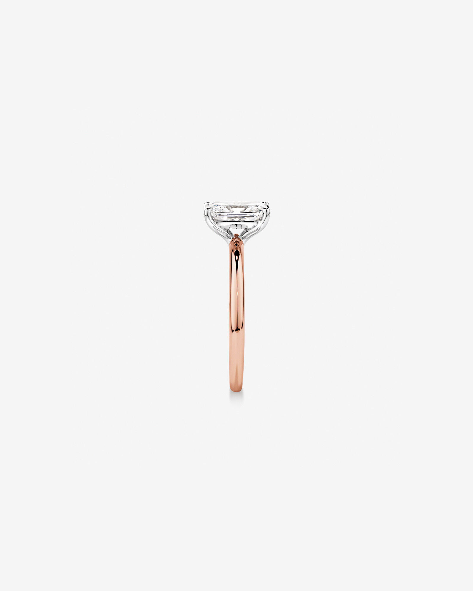 Bague de fiançailles solitaire en diamant de laboratoire TW Radiant de 1,25 carat en or rose et blanc 14 carats