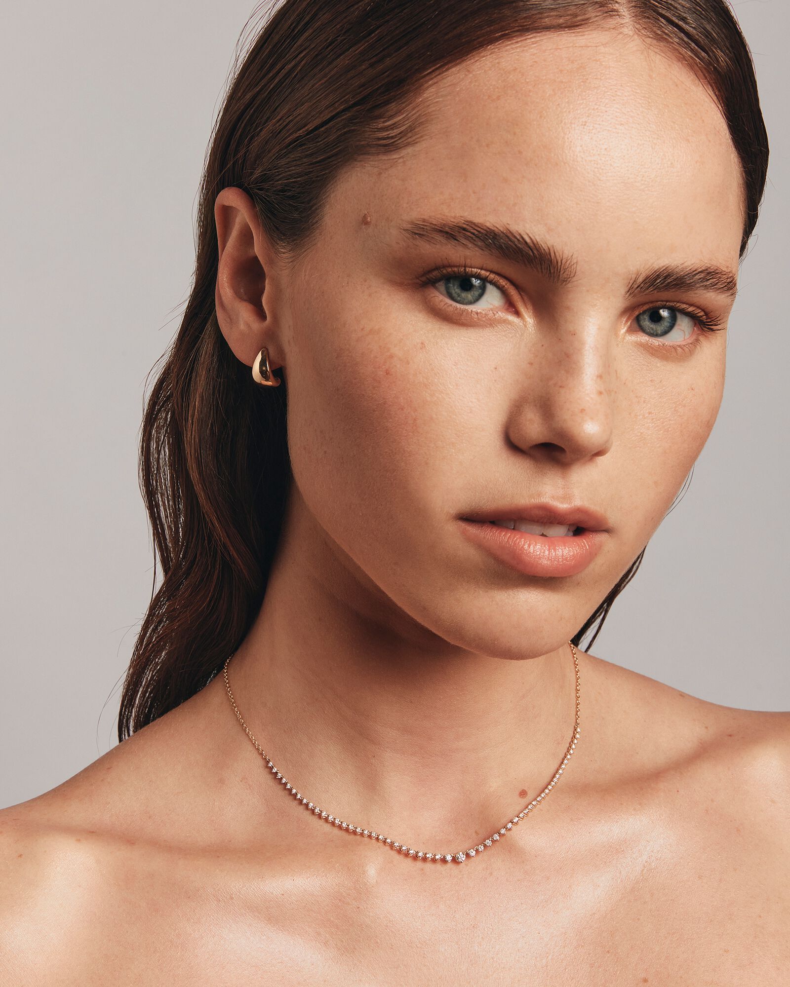 1.00 Carat TW Laboratory-Grown Graduated Diamond Tennis Necklace in 10kt Yellow Gold