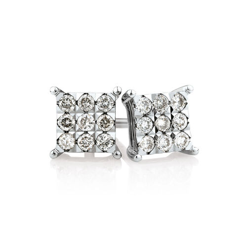 Cluster Stud Earrings with 1/4 Carat TW of Diamonds in 10kt White Gold