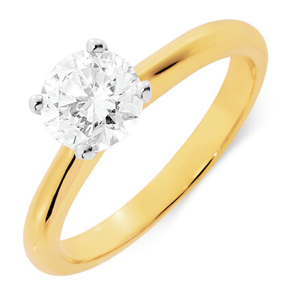 Certified Solitaire Engagement Ring with a 1 Carat TW Diamond in 14ct Yellow & White Gold Certified Solitaire Engagement Ring with a 1 Carat TW Diamond in 14ct Yellow & White Gold