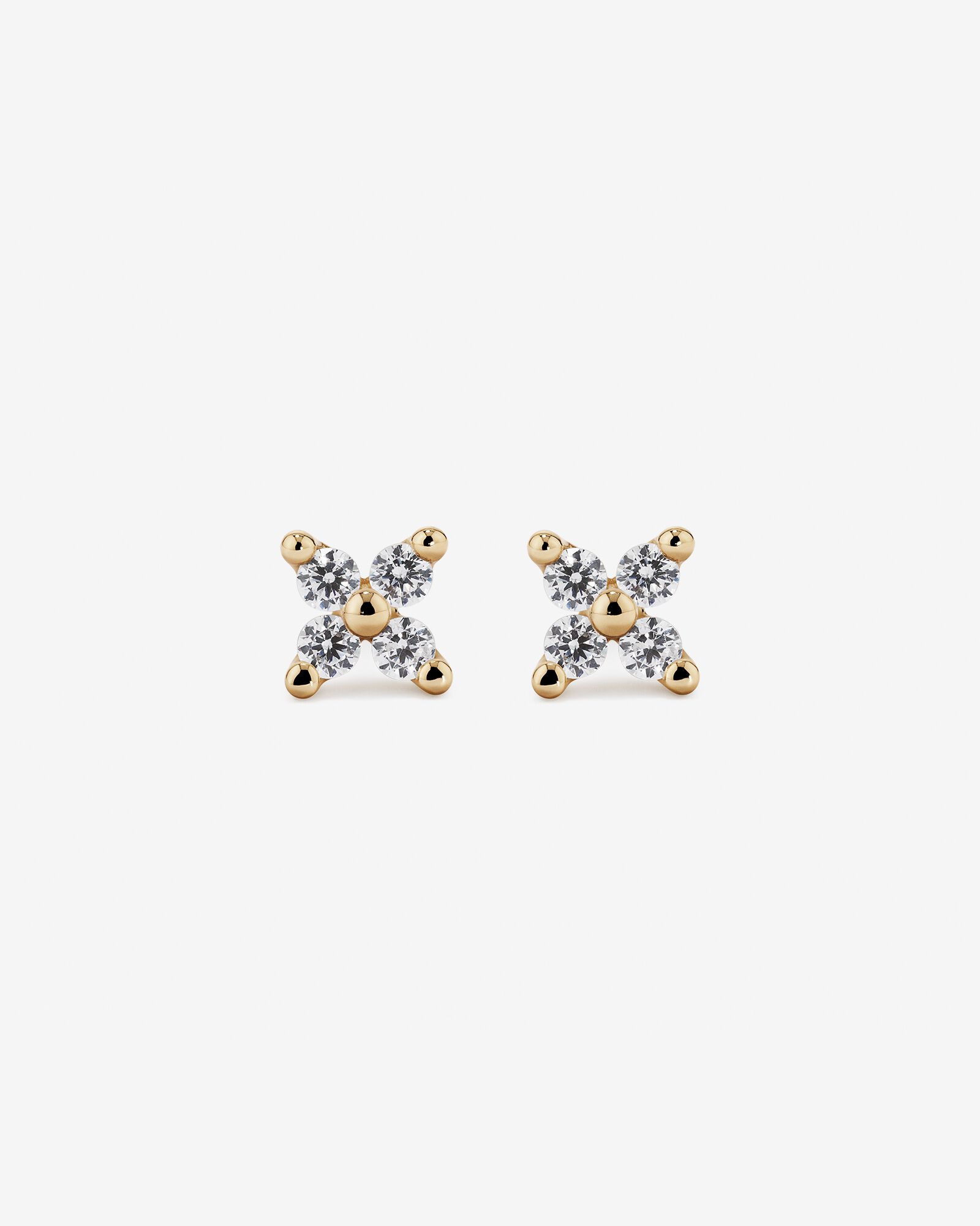 Flower Necklace and Stud Earrings Gift Set with Cubic Zirconia in 10kt Yellow Gold