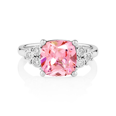 Ring with Created Peach Sapphire in Sterling Silver Ring with Created Peach Sapphire in Sterling Silver