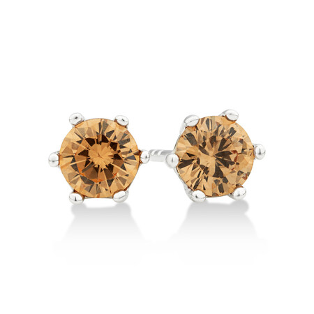 Stud Earrings with Morganite Cubic Zirconia in Sterling Silver Stud Earrings with Morganite Cubic Zirconia in Sterling Silver