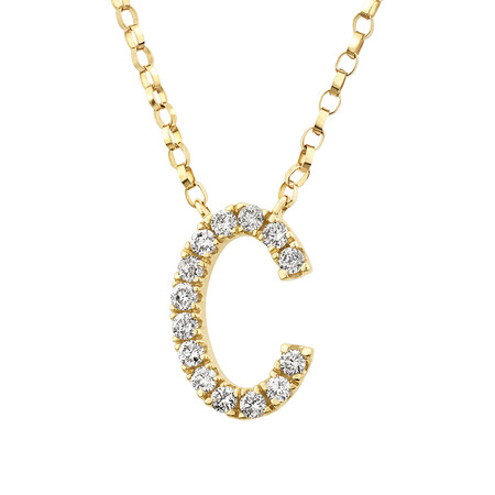 "C" Initial Necklace with 0.10 Carat TW of Diamonds in 10kt Yellow Gold "C" Initial Necklace with 0.10 Carat TW of Diamonds in 10kt Yellow Gold