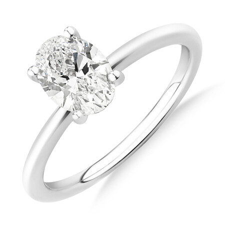 Laboratory-Created 1 Carat Oval Diamond Ring in 14kt White Gold Laboratory-Created 1 Carat Oval Diamond Ring in 14kt White Gold