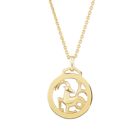 Capricorn Zodiac Pendant with Chain in 10kt Yellow Gold Capricorn Zodiac Pendant with Chain in 10kt Yellow Gold