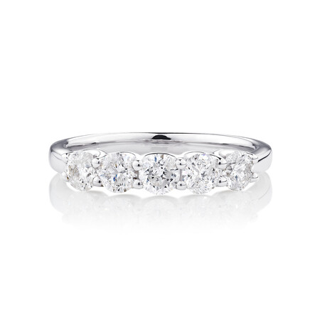 Five Stone Ring with 1 Carat TW of Diamonds in 10kt White Gold Five Stone Ring with 1 Carat TW of Diamonds in 10kt White Gold
