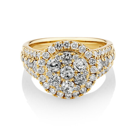 Round Halo Ring with 2.00kt TW of Diamonds in 10kt Yellow Gold Round Halo Ring with 2.00kt TW of Diamonds in 10kt Yellow Gold