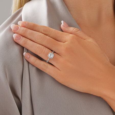 Evermore Halo Engagement Ring with 1.38 Carat TW of Diamonds in 14kt White Gold Evermore Halo Engagement Ring with 1.38 Carat TW of Diamonds in 14kt White Gold