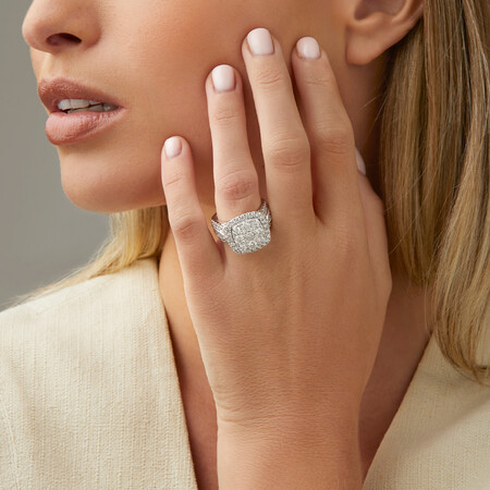 Cluster Halo Ring with 3 Carat TW of Diamonds in 10kt White Gold Cluster Halo Ring with 3 Carat TW of Diamonds in 10kt White Gold