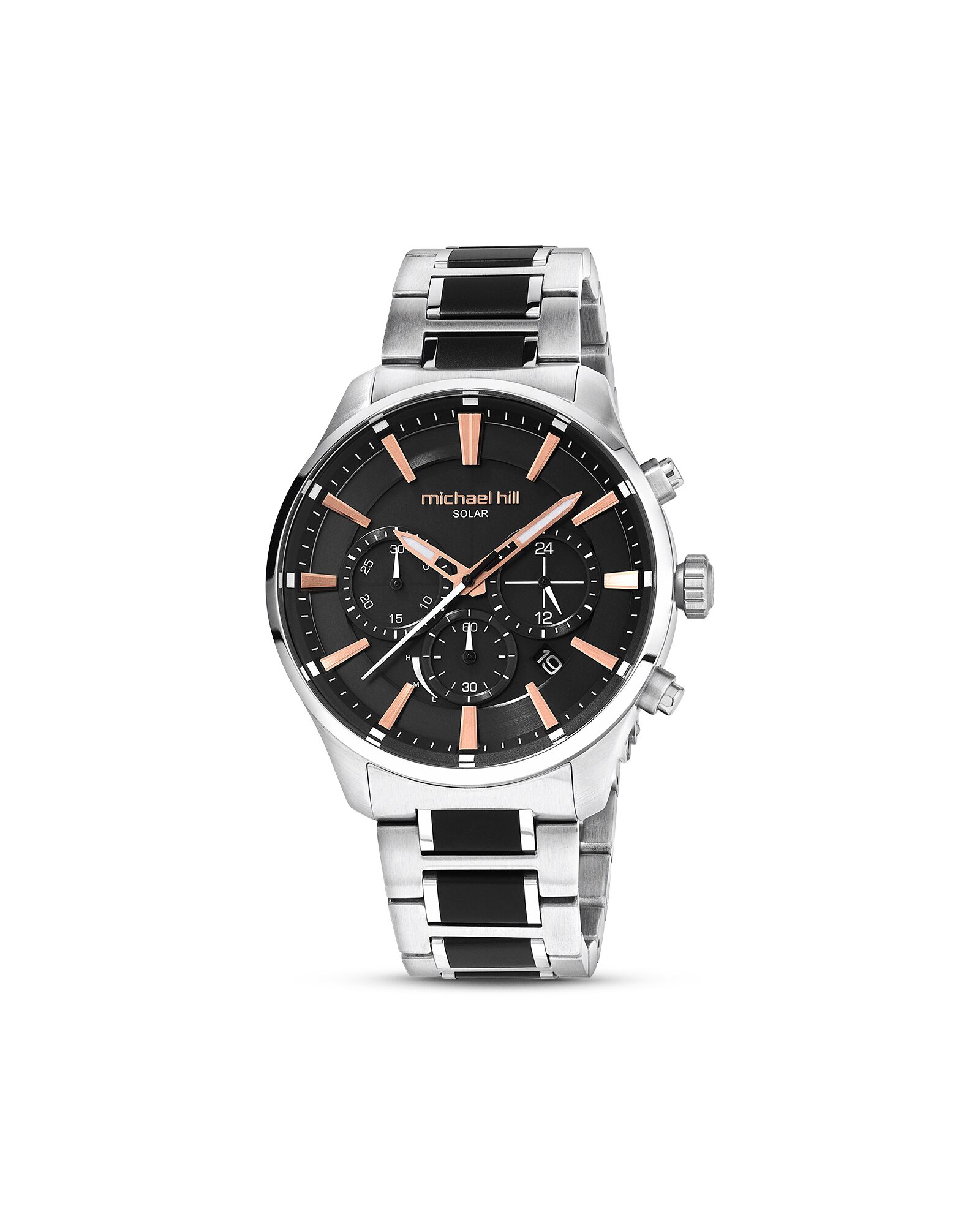 Solar Powered Men's Watch with Black Tone Stainless Steel