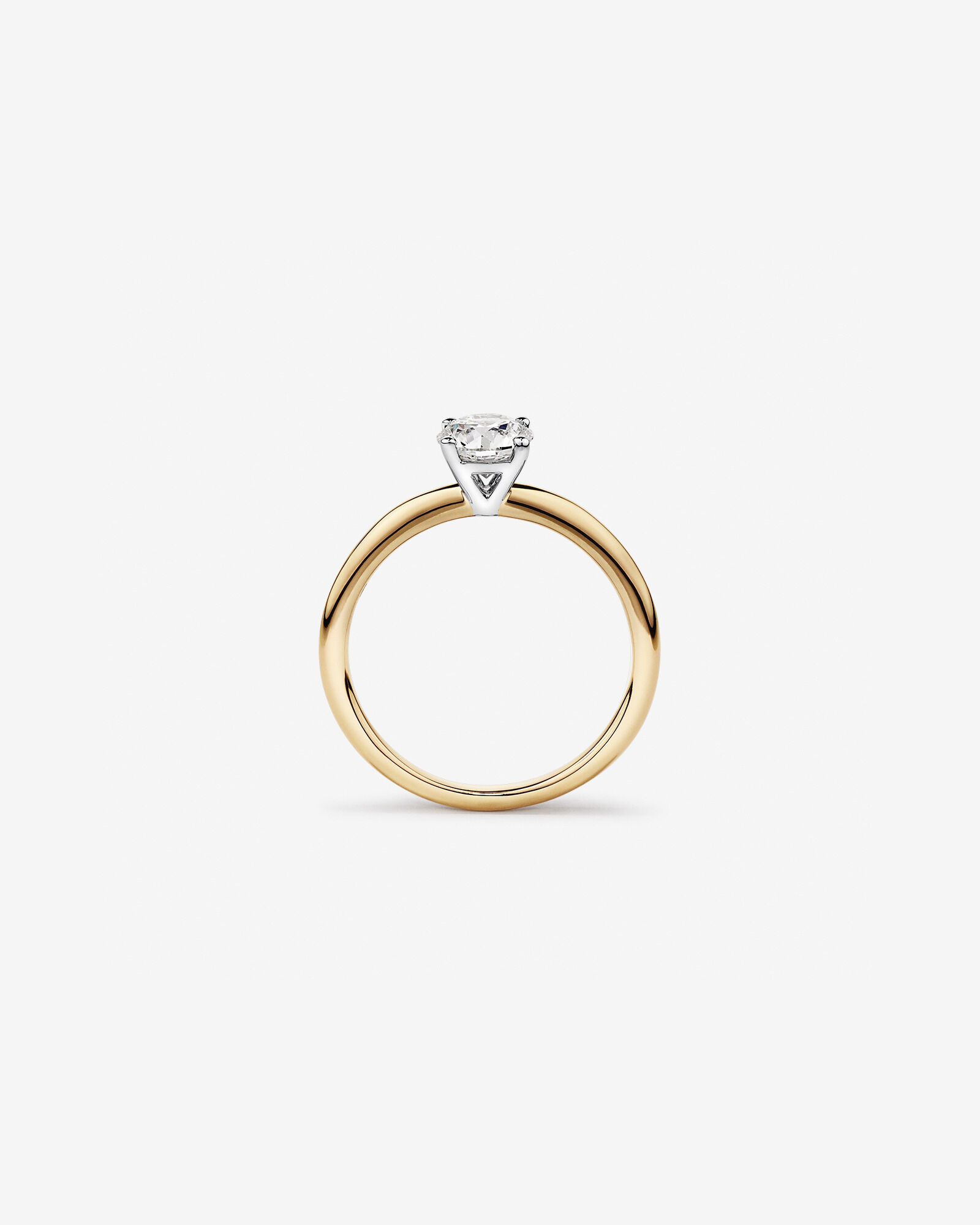 0,70 Carat Poids Total Bague De Fiançailles Solitaire En Diamant De Laboratoire Rond Brillant En Or Jaune Et Blanc 14 Carats