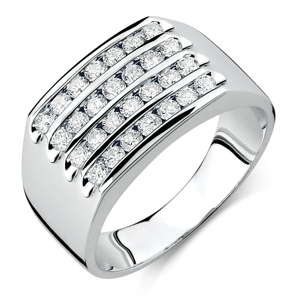 Men s Ring with 1 Carat TW of Diamonds in 10kt Yellow Gold