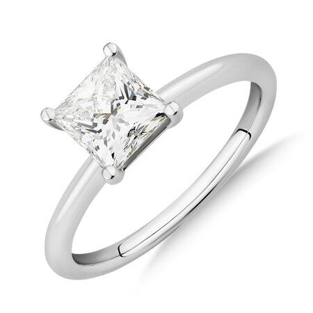 Laboratory-Created 1.25 Carat Princess Cut Diamond Ring In 14kt White Gold Laboratory-Created 1.25 Carat Princess Cut Diamond Ring In 14kt White Gold