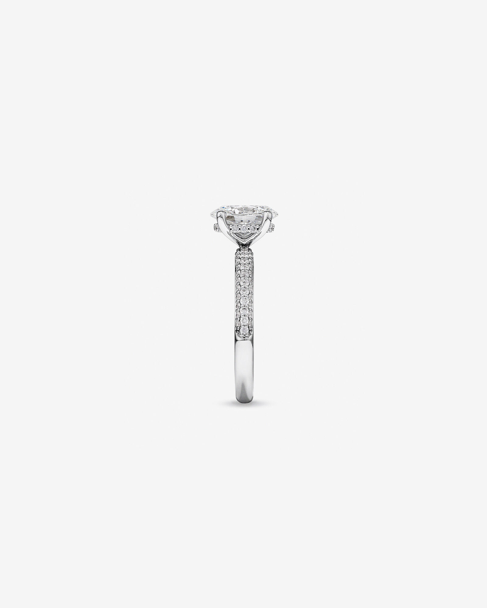 1.95 Carat TW Oval Cut Laboratory-Grown Diamond Solitaire Side Accent Engagement Ring in 14kt Gold