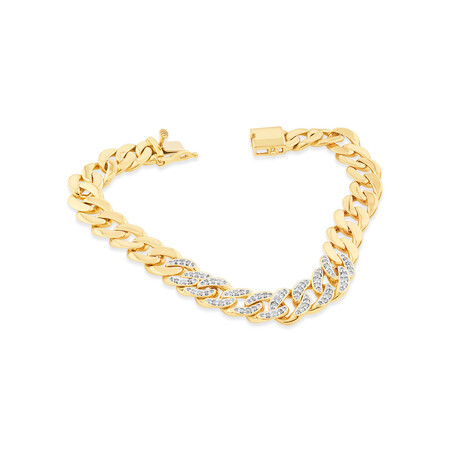 21cm (8.5") Cuban Link Bracelet with 0.75 Carat TW of Diamonds in 10kt Yellow Gold 21cm (8.5") Cuban Link Bracelet with 0.75 Carat TW of Diamonds in 10kt Yellow Gold